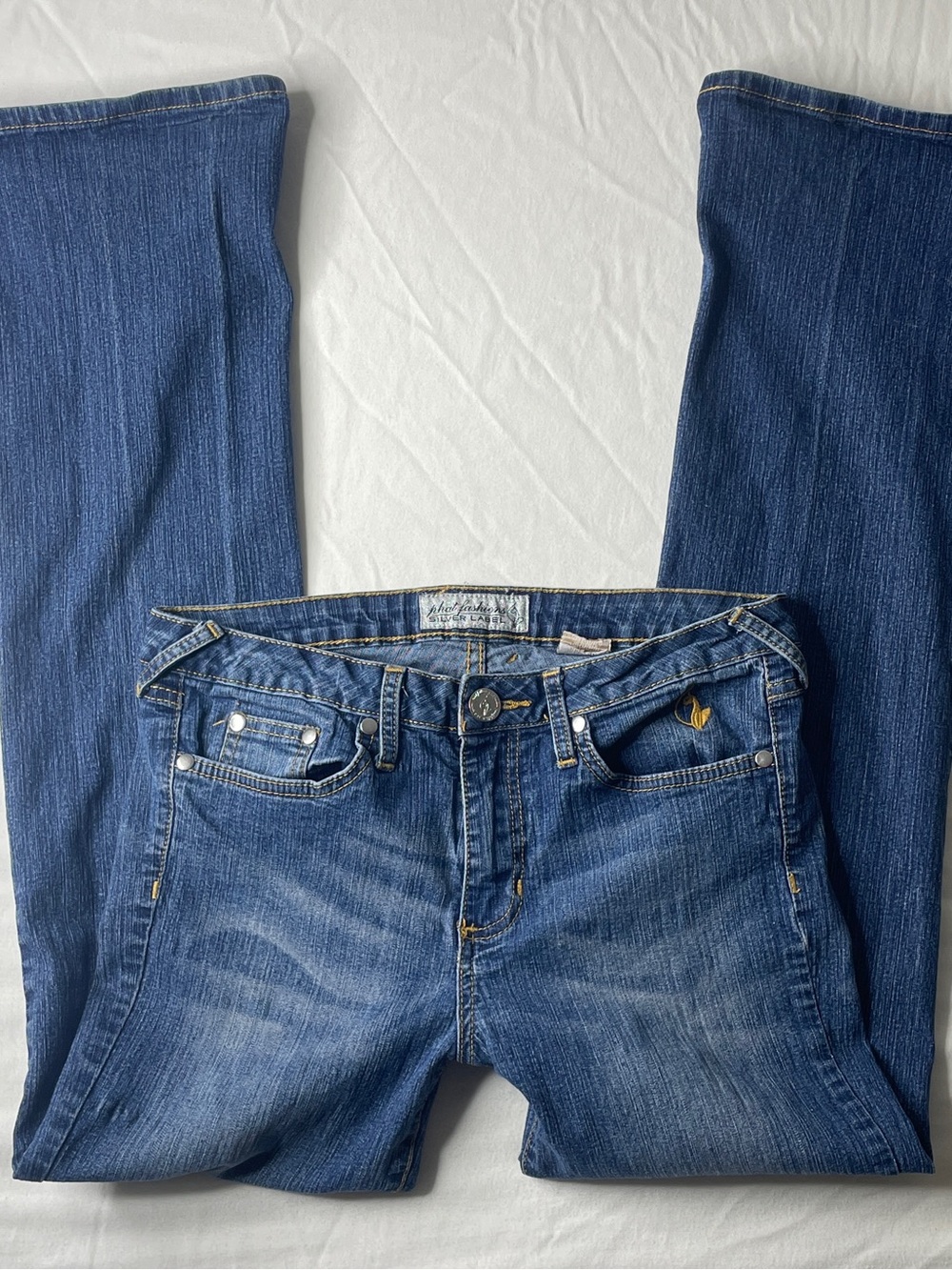 Baby Phat Jeans Women 11 Mid Rise Bootcut Embroidered Cat Logo Denim Y2K McBling